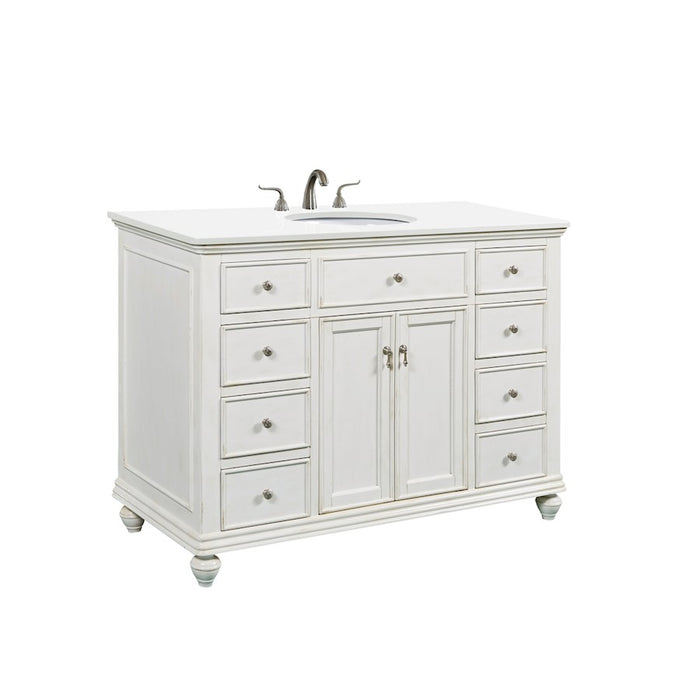 Elegant Otto 48" Single Vanity, Antique White/Ivory Marble
