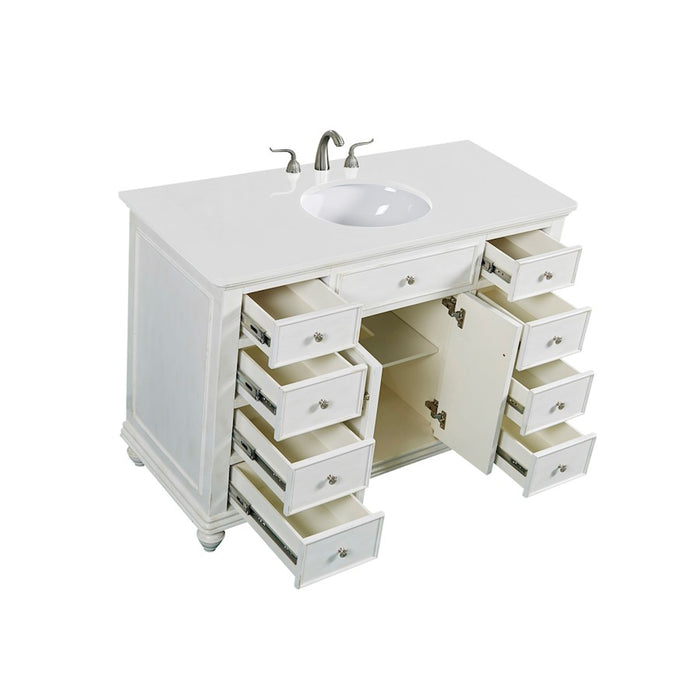 Elegant Otto 48" Single Vanity, Antique White/Ivory Marble