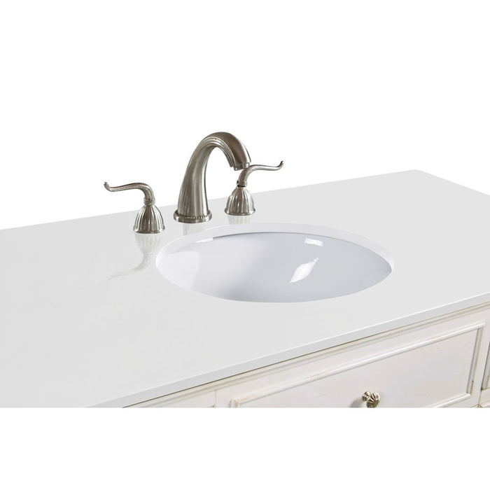 Elegant Otto 48" Single Vanity, Antique White/Ivory Marble