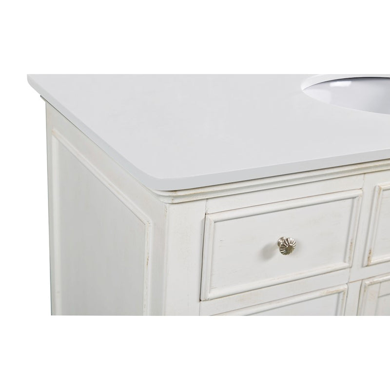 Elegant Otto 48" Single Vanity, Antique White/Ivory Marble