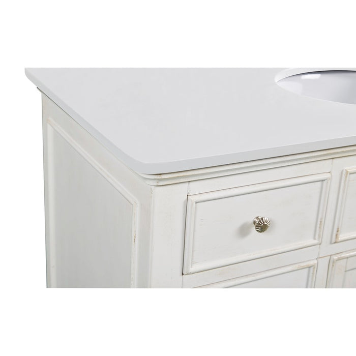 Elegant Otto 48" Single Vanity, Antique White/Ivory Marble