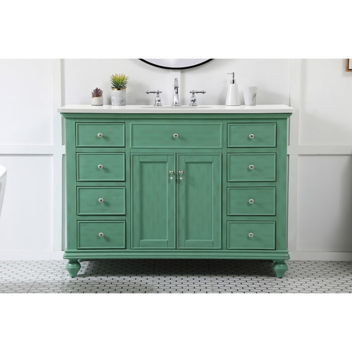 Elegant Otto 48" Single Vanity, Vintage Mint/Ivory Marble