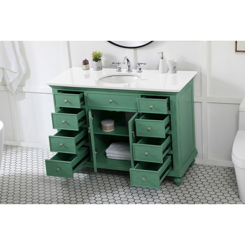 Elegant Otto 48" Single Vanity, Vintage Mint/Ivory Marble