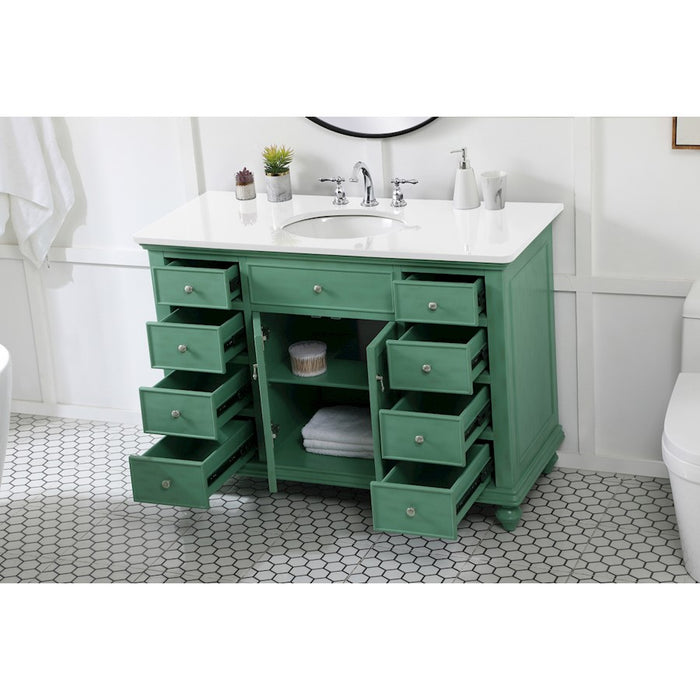 Elegant Otto 48" Single Vanity, Vintage Mint/Ivory Marble