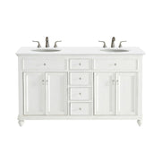 Elegant Otto 60" Double Vanity, Antique White/Ivory Marble - VF12360DAW-VW