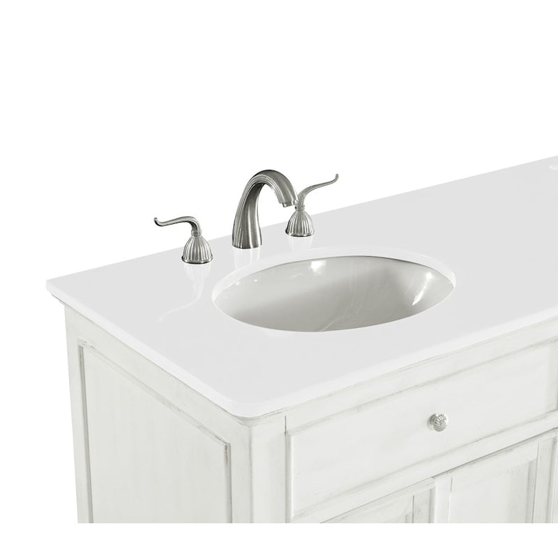 Elegant Otto 60" Double Vanity, Antique White/Ivory Marble