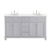 Elegant Otto 60" Double Vanity, Light Grey/Ivory Marble - VF12360DGR-VW