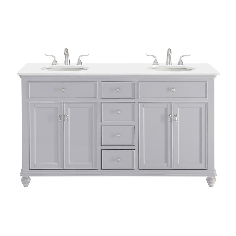 Elegant Otto 60" Double Vanity, Light Grey/Ivory Marble - VF12360DGR-VW