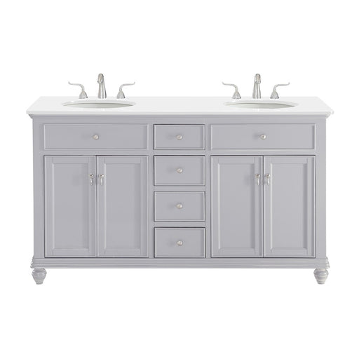 Elegant Otto 60" Double Vanity, Light Grey/Ivory Marble - VF12360DGR-VW