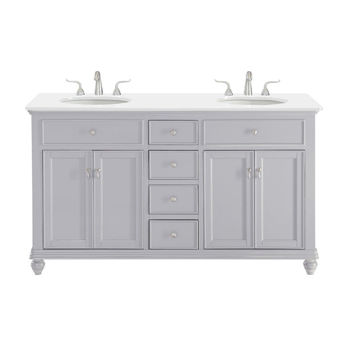 Elegant Otto 60" Double Vanity, Light Grey/Ivory Marble - VF12360DGR-VW