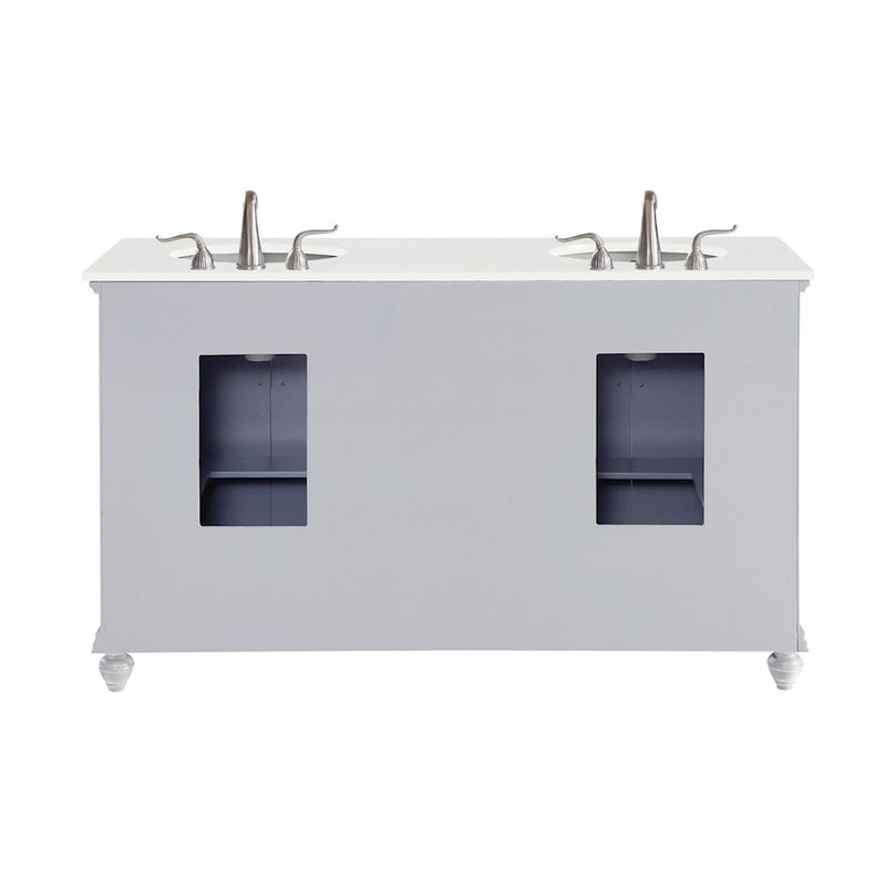 Elegant Otto 60" Double Vanity, Light Grey/Ivory Marble