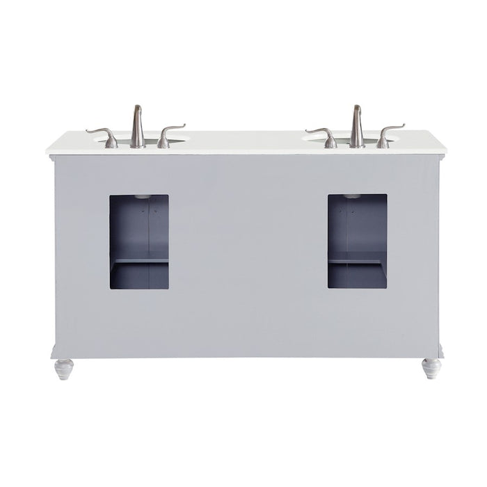 Elegant Otto 60" Double Vanity, Light Grey/Ivory Marble