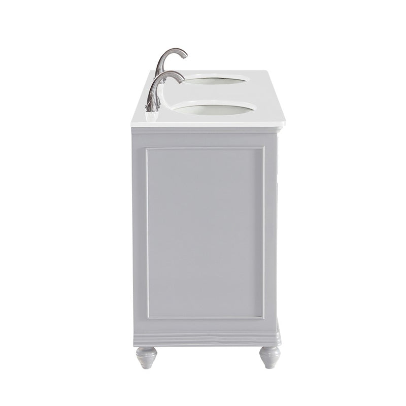 Elegant Otto 60" Double Vanity, Light Grey/Ivory Marble