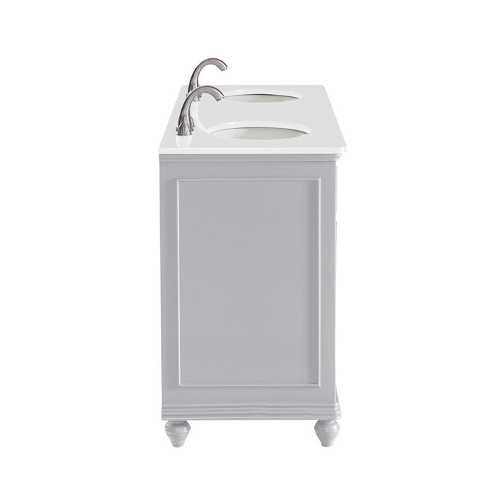 Elegant Otto 60" Double Vanity, Light Grey/Ivory Marble