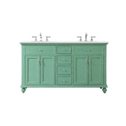 Elegant Otto 60" Double Vanity, Vintage Mint/Ivory Marble - VF12360DVM-VW