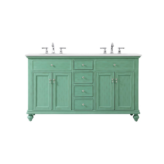 Elegant Otto 60" Double Vanity, Vintage Mint/Ivory Marble - VF12360DVM-VW