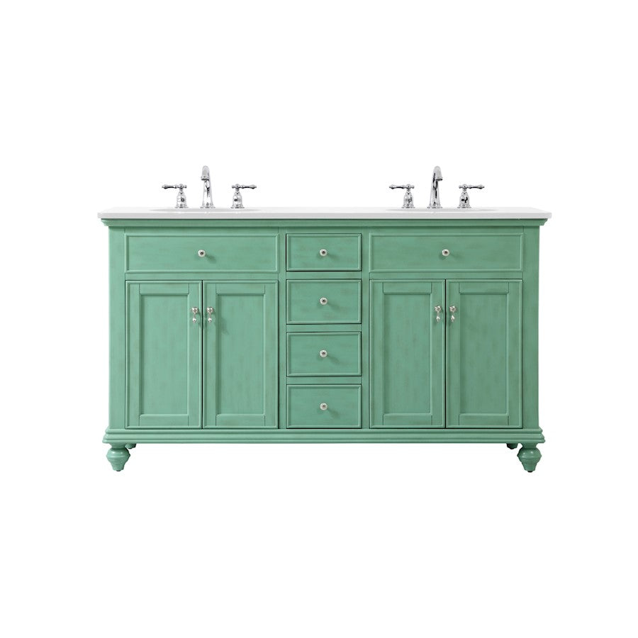 Elegant Otto 60" Double Vanity, Vintage Mint/Ivory Marble - VF12360DVM-VW