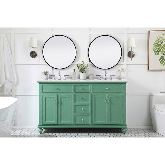 Elegant Otto 60" Double Vanity, Vintage Mint/Ivory Marble