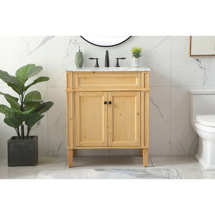 Elegant Park Avenue 30" Single Bathroom Vanity, Natural Wood