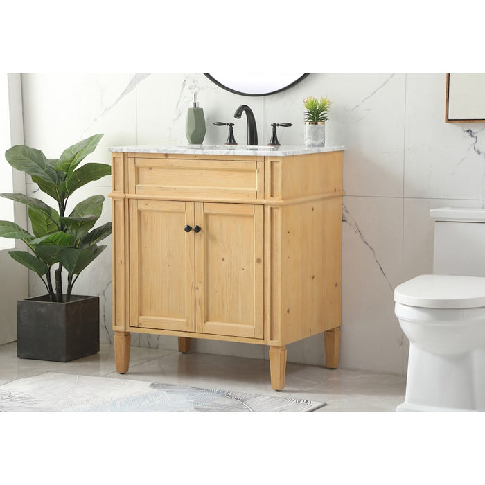Elegant Park Avenue 30" Single Bathroom Vanity, Natural Wood