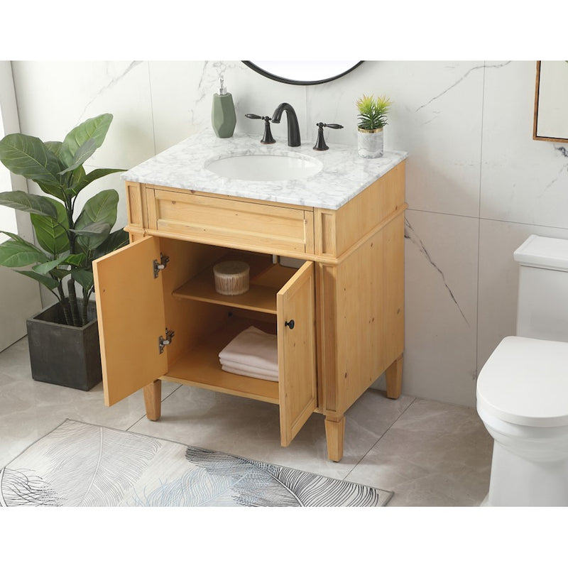 Elegant Park Avenue 30" Single Bathroom Vanity, Natural Wood