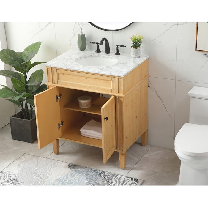 Elegant Park Avenue 30" Single Bathroom Vanity, Natural Wood