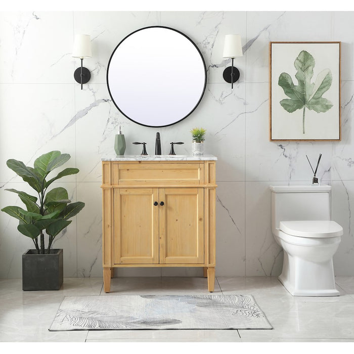 Elegant Park Avenue 30" Single Bathroom Vanity, Natural Wood