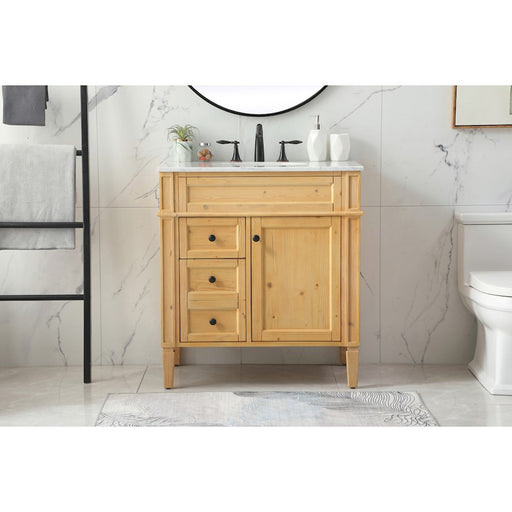 Elegant Park Avenue 32" Single Bathroom Vanity, Natural Wood