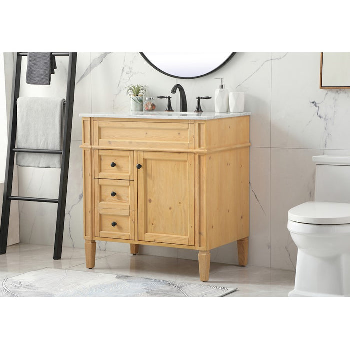 Elegant Park Avenue 32" Single Bathroom Vanity, Natural Wood