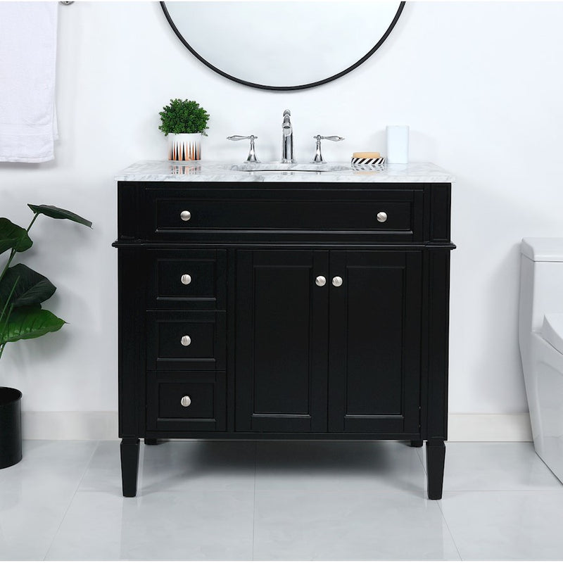 Elegant Kitchen/Bath Park Avenue 36" Single Bathroom Vanity, Black