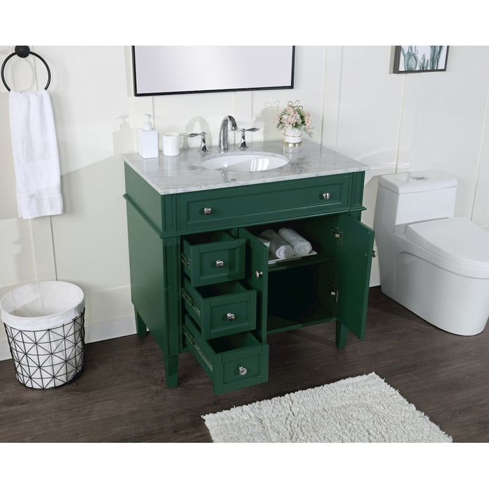 Elegant Kitchen/Bath Park Avenue 36" Single Bathroom Vanity, Green