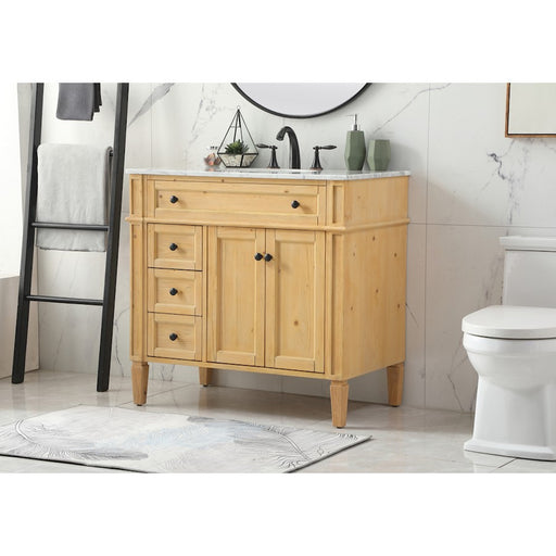Elegant Park Avenue 36" Single Bathroom Vanity, Natural Wood