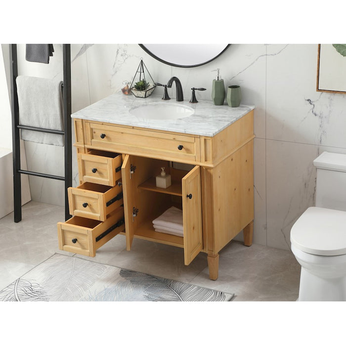 Elegant Park Avenue 36" Single Bathroom Vanity, Natural Wood