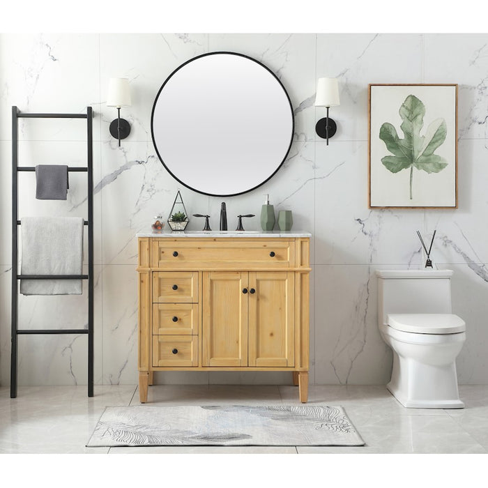 Elegant Park Avenue 36" Single Bathroom Vanity, Natural Wood
