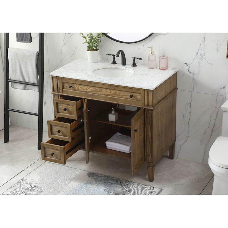 Elegant Park Avenue 40" Single Bathroom Vanity, Driftwood