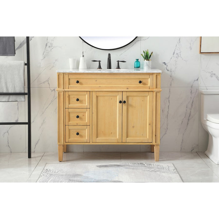Elegant Park Avenue 40" Single Bathroom Vanity, Natural Wood