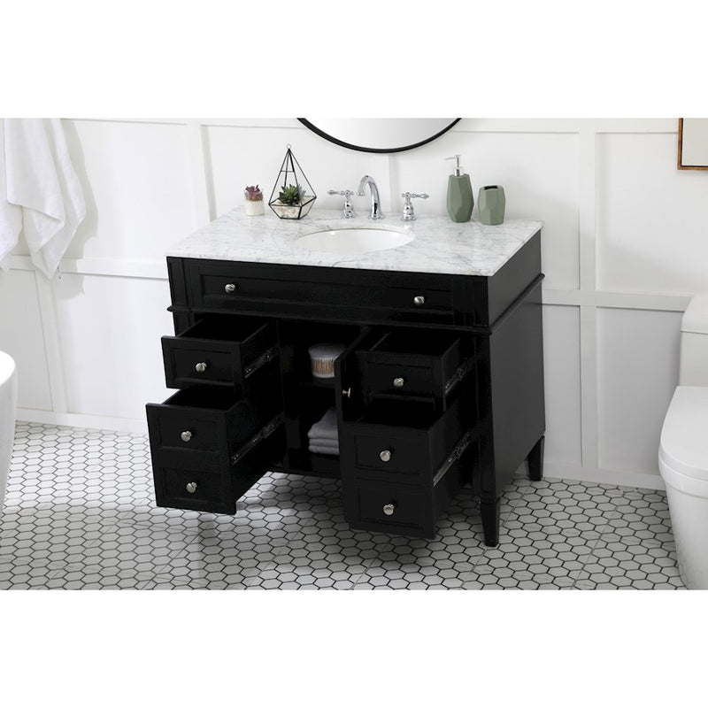 Elegant Kitchen/Bath Park Avenue 42" Single Bathroom Vanity, Black