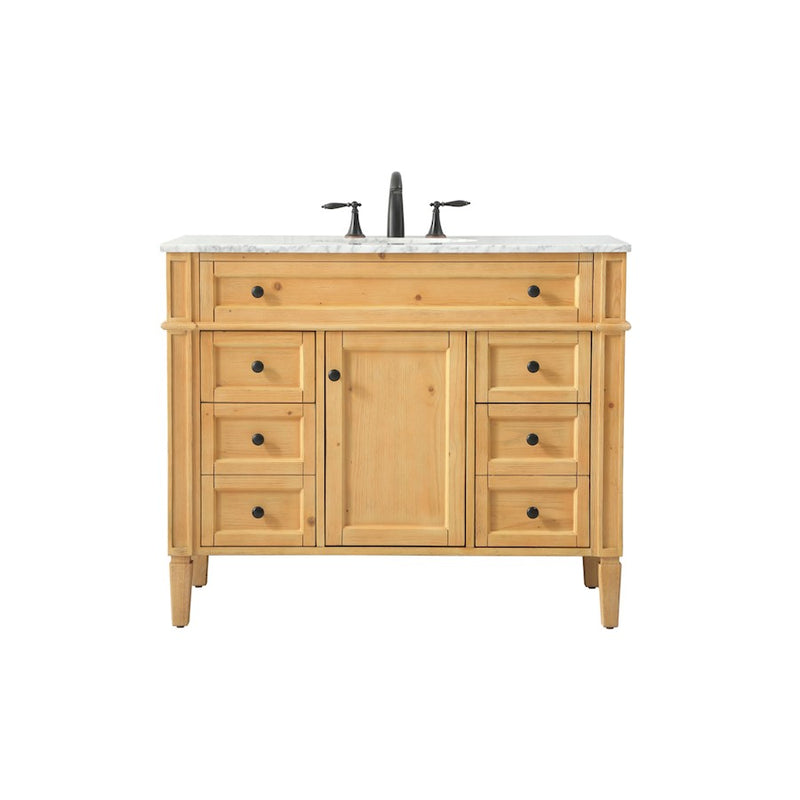 Elegant Park Avenue 42" Single Bathroom Vanity, Natural Wood - VF12542NW