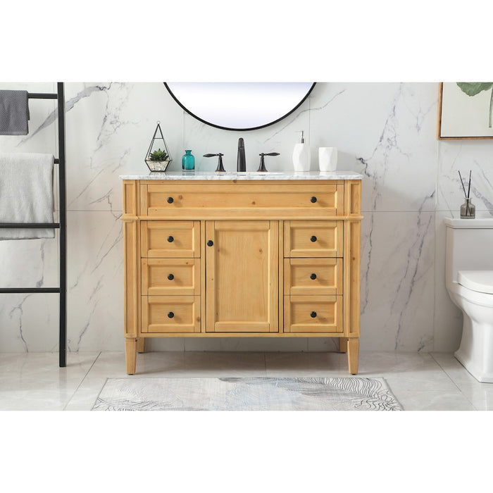 Elegant Park Avenue 42" Single Bathroom Vanity, Natural Wood