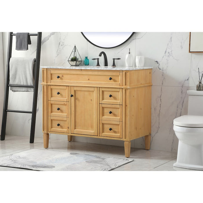 Elegant Park Avenue 42" Single Bathroom Vanity, Natural Wood