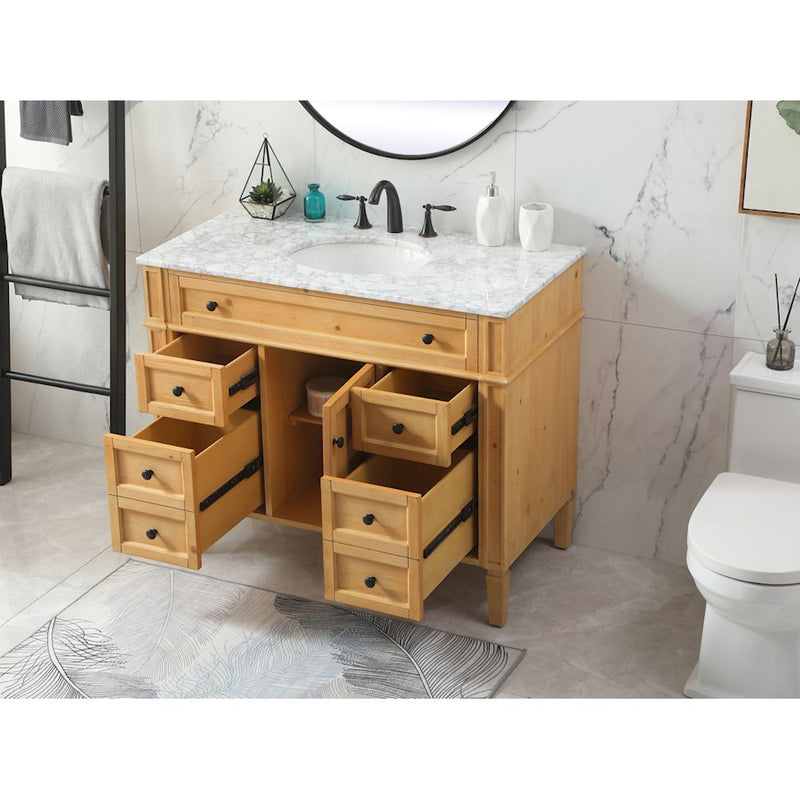 Elegant Park Avenue 42" Single Bathroom Vanity, Natural Wood
