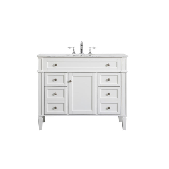 Elegant Kitchen/Bath Park Avenue 42" Single Bathroom Vanity, White - VF12542WH