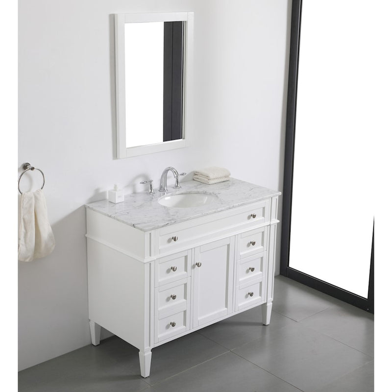 Elegant Kitchen/Bath Park Avenue 42" Single Bathroom Vanity, White