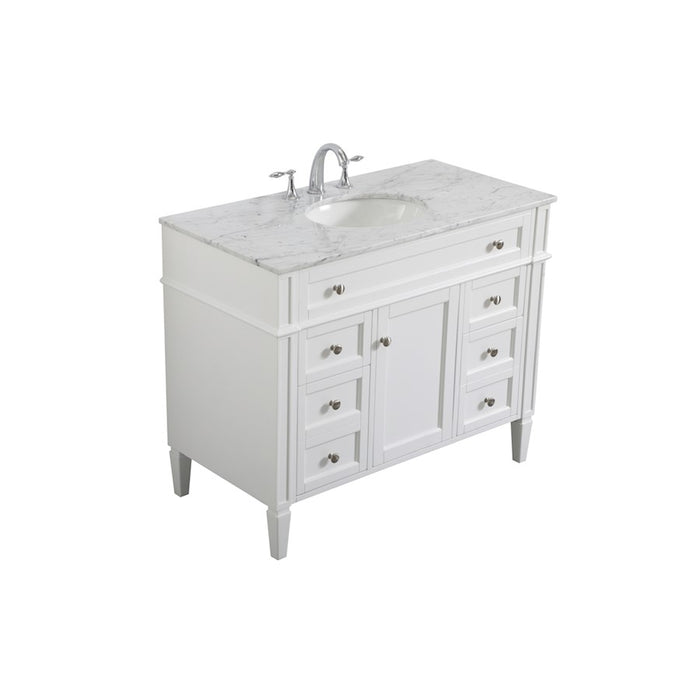 Elegant Kitchen/Bath Park Avenue 42" Single Bathroom Vanity, White