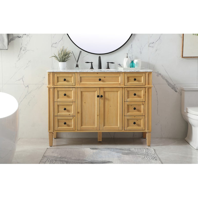 Elegant Park Avenue 48" Single Bathroom Vanity, Natural Wood