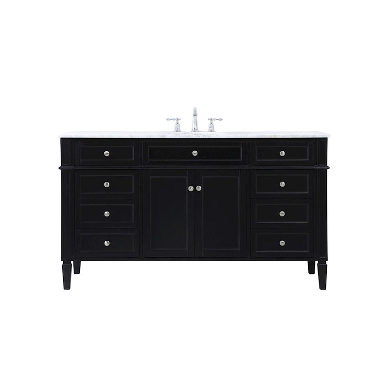 Elegant Kitchen/Bath Park Avenue 60" Single Bathroom Vanity, Black - VF12560BK