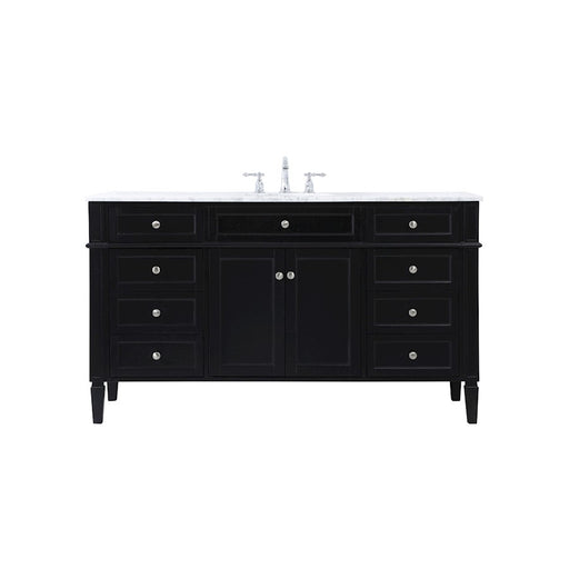 Elegant Kitchen/Bath Park Avenue 60" Single Bathroom Vanity, Black - VF12560BK
