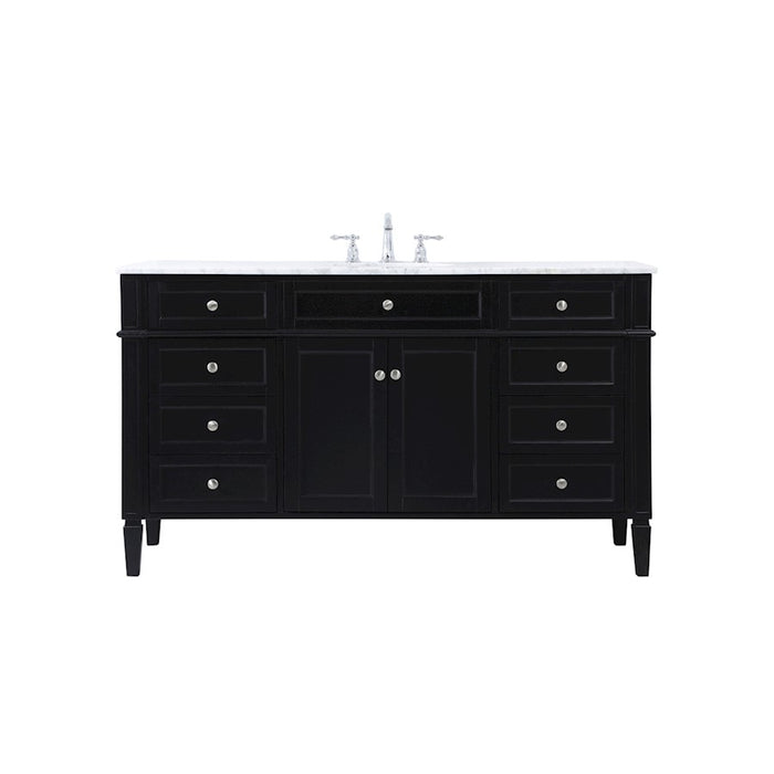 Elegant Kitchen/Bath Park Avenue 60" Single Bathroom Vanity, Black - VF12560BK