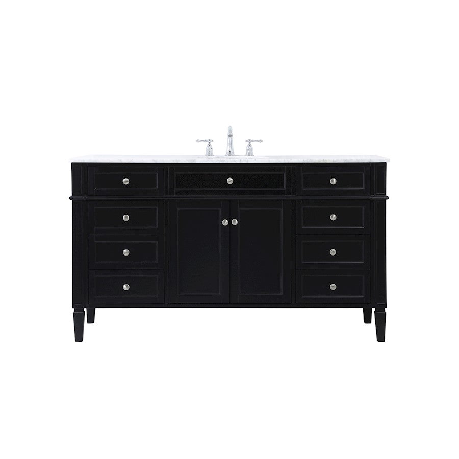 Elegant Kitchen/Bath Park Avenue 60" Single Bathroom Vanity, Black - VF12560BK