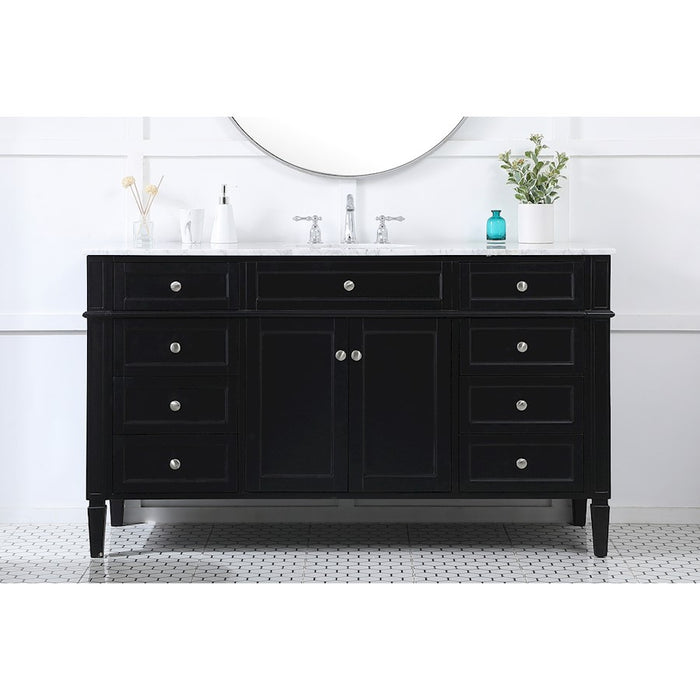Elegant Kitchen/Bath Park Avenue 60" Single Bathroom Vanity, Black